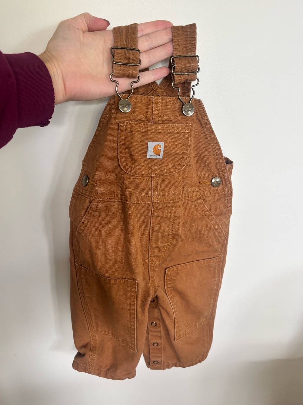 6M Carhartt Kids' Tan Canvas Overalls with Adjustable Straps
